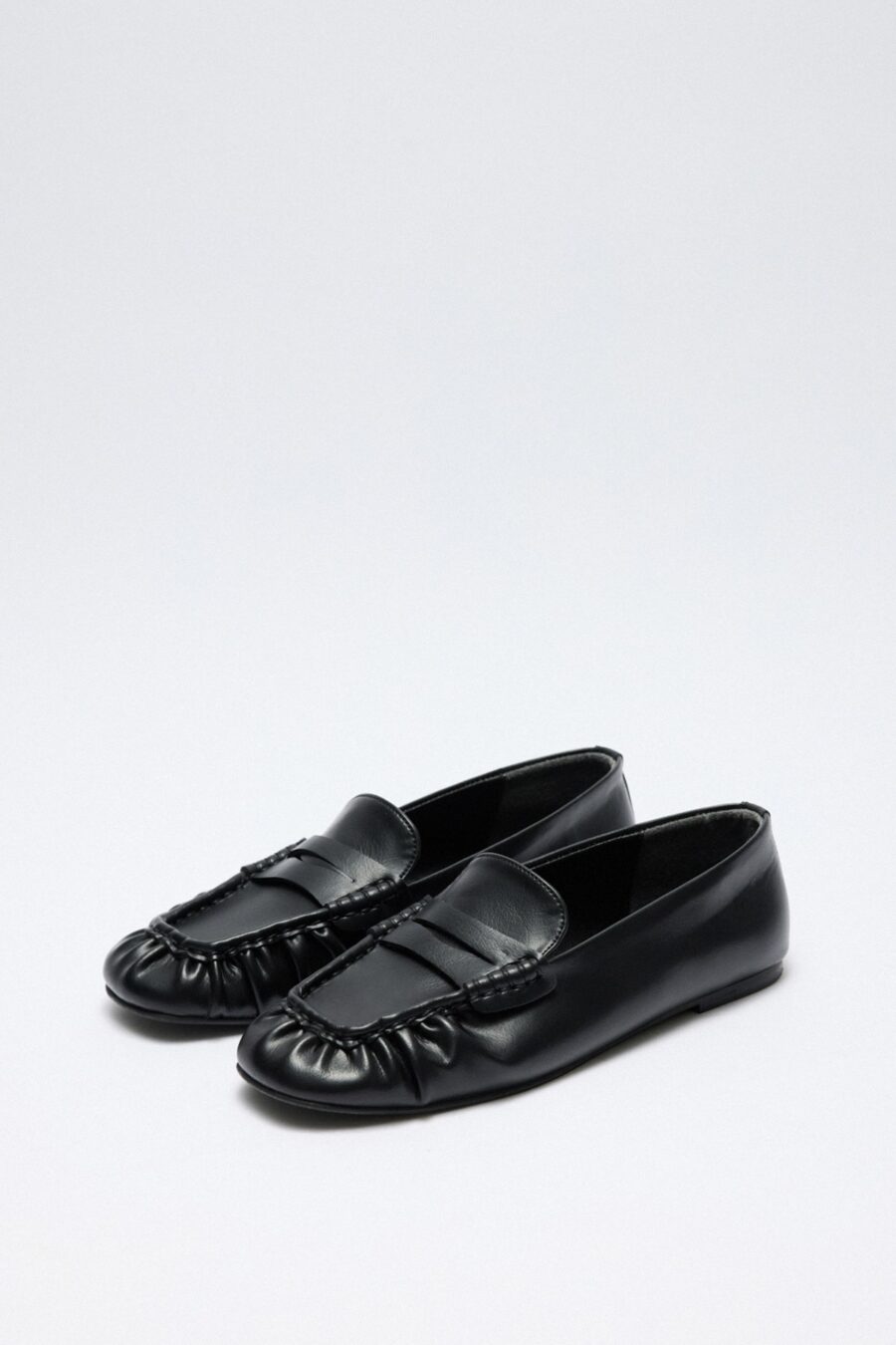 Black ruched loafers
