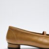 Caramel low-heel strap flats