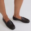 Dark brown ruched loafers