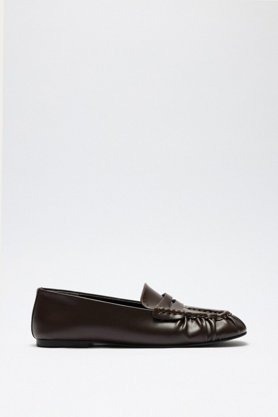 Dark brown ruched loafers