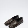 Dark brown ruched loafers