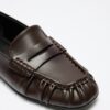 Dark brown ruched loafers