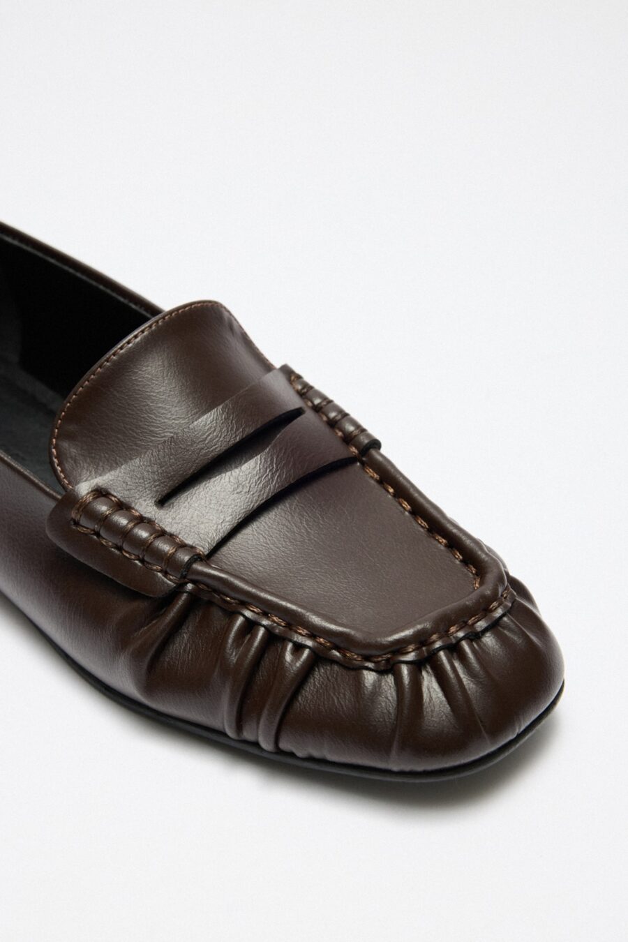 Dark brown ruched loafers
