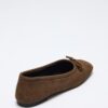 Dark brown suede bow flats