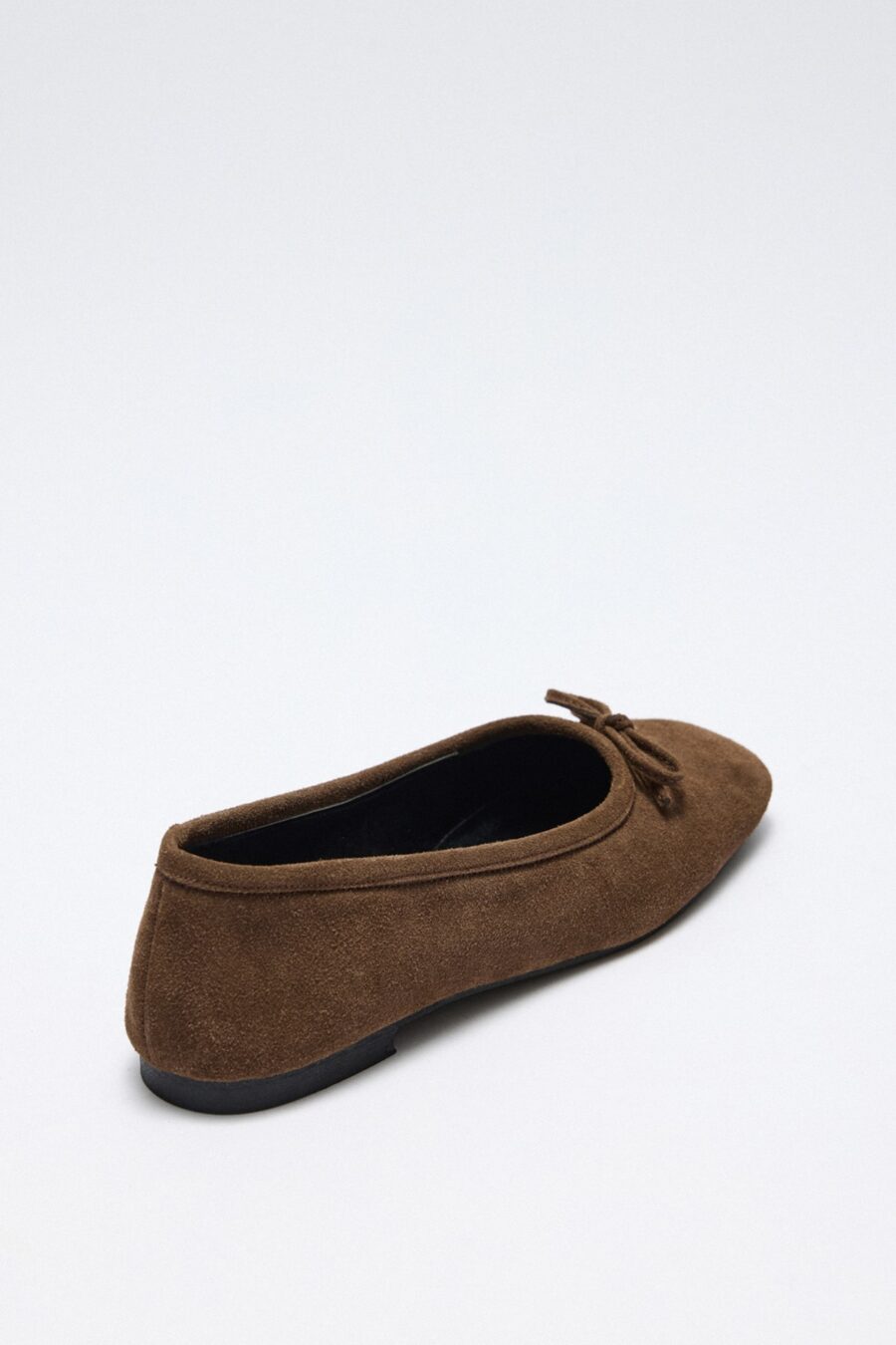 Dark brown suede bow flats