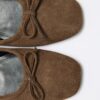 Dark brown suede bow flats