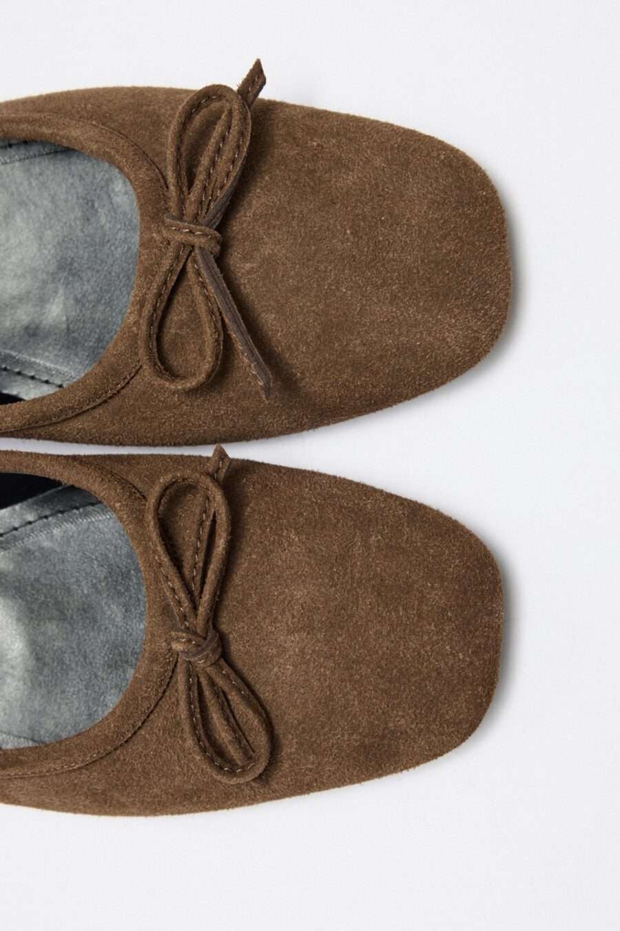 Dark brown suede bow flats