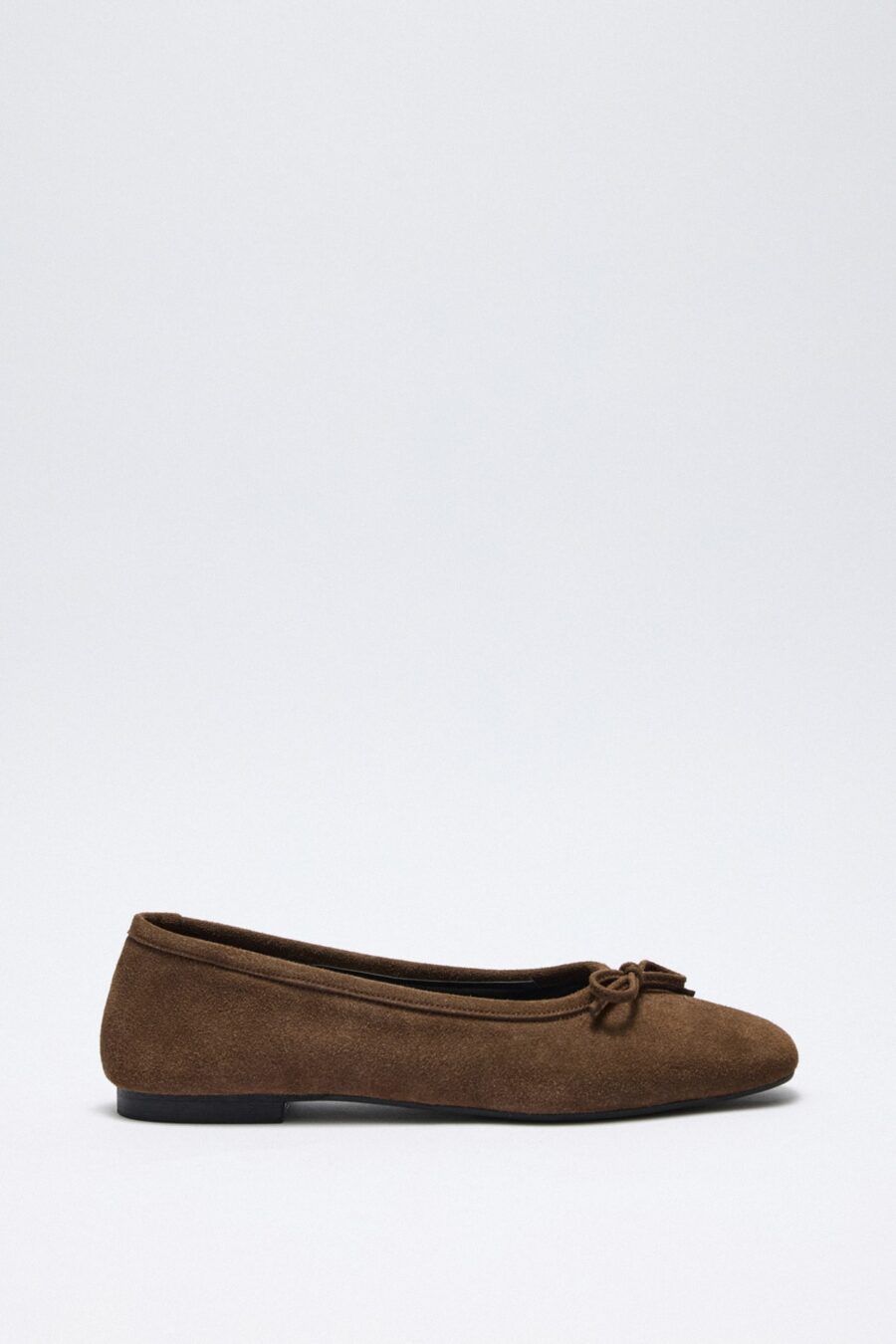 Dark brown suede bow flats