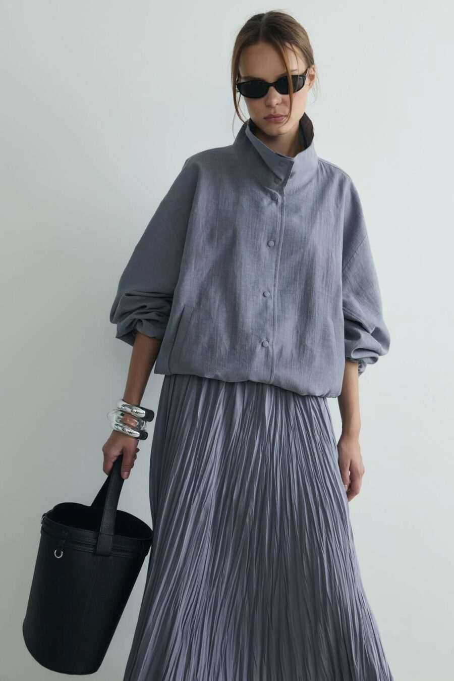 Grey inez flowy bomber jacket