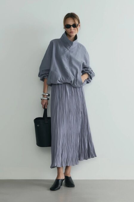 Gray donette pleated suit