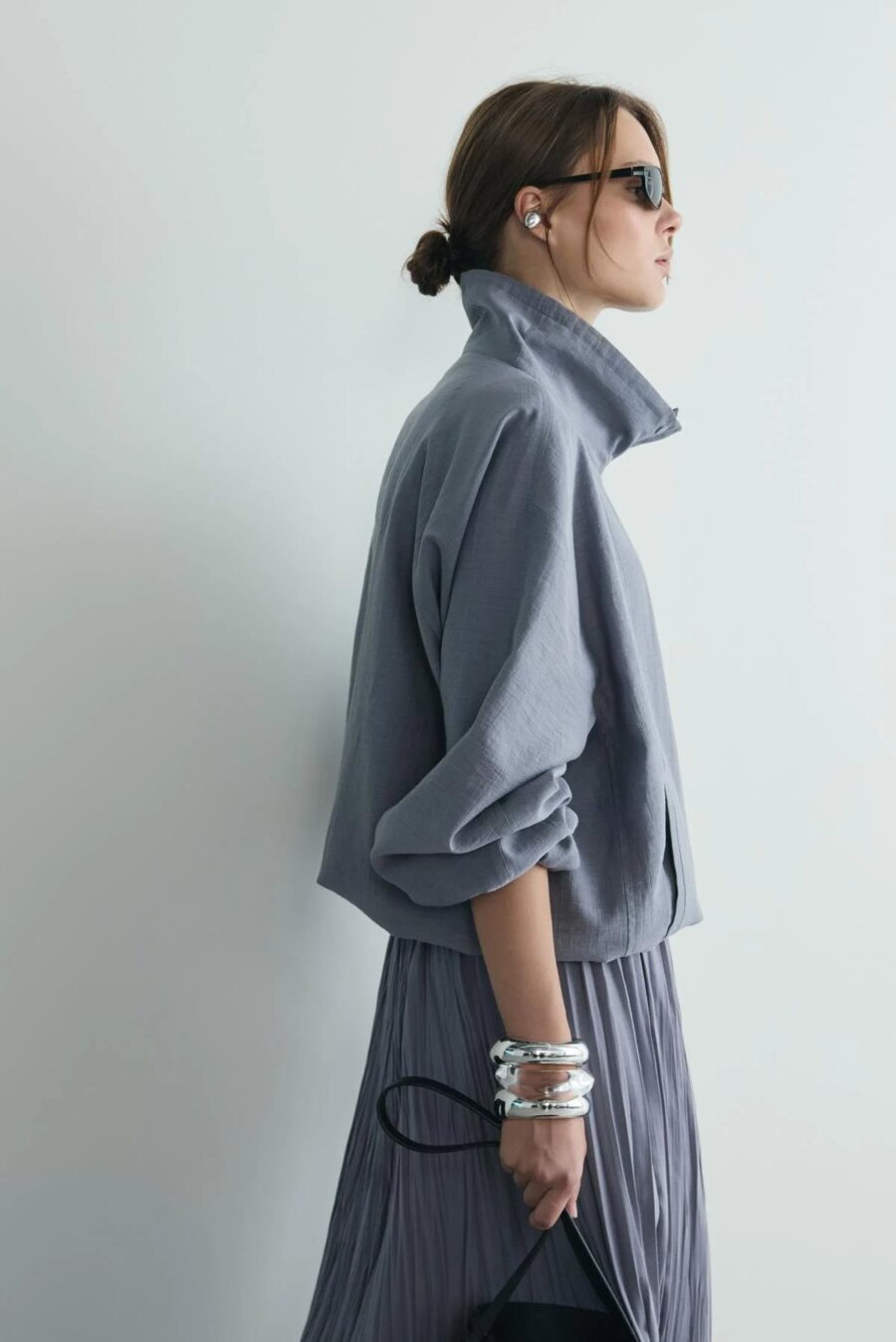 Grey inez flowy bomber jacket