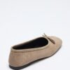 Mink suede bow flats