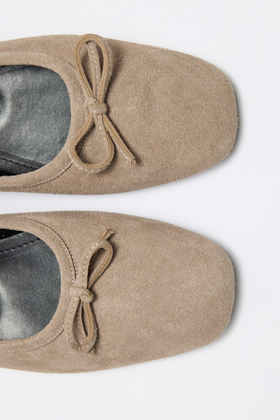 Mink suede bow flats