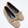 Mink suede bow flats