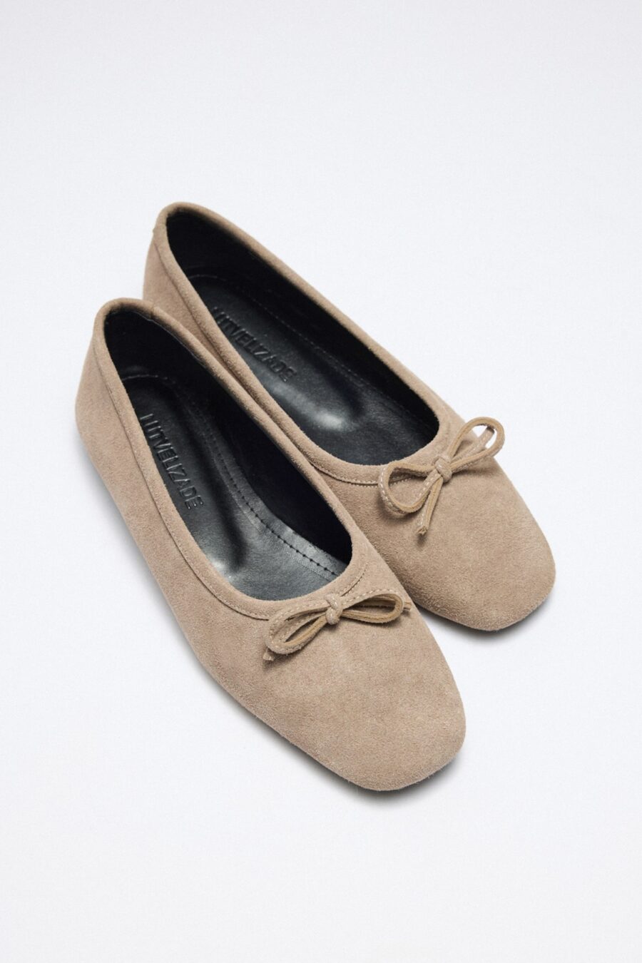 Mink suede bow flats