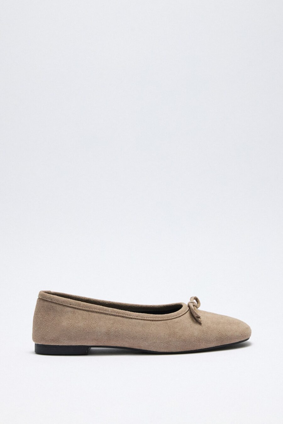 Mink suede bow flats