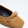 Tan suede bow flats