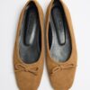 Tan suede bow flats