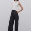 Black pleated palazzo trousers