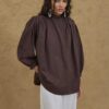 womens-brown-pleated-shirt-kanstore-3-min Brown pleated shirt