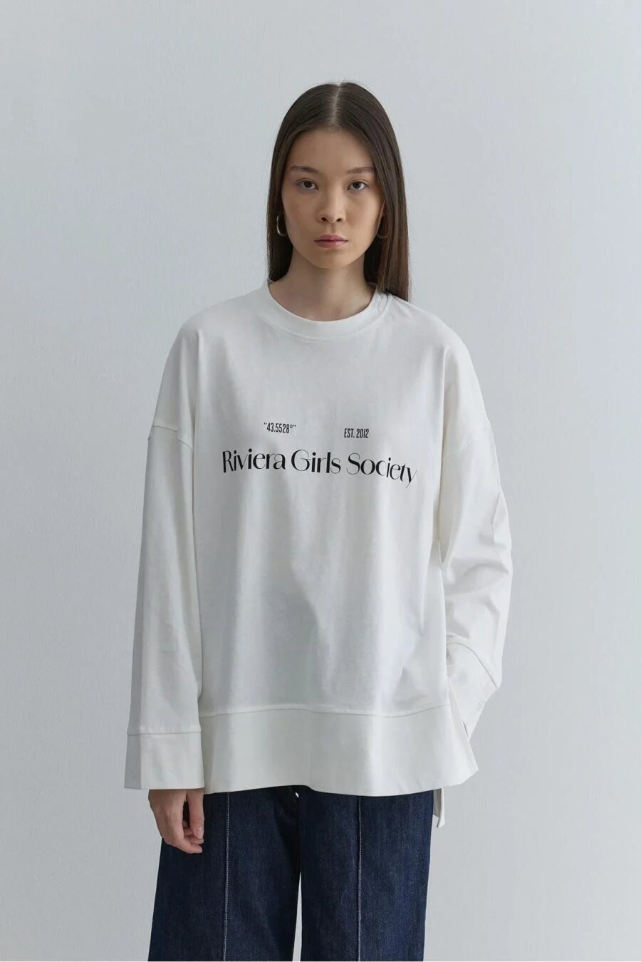 Printed thick folded sweatshirt ecru