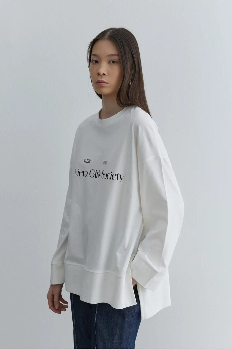 Printed thick folded sweatshirt ecru