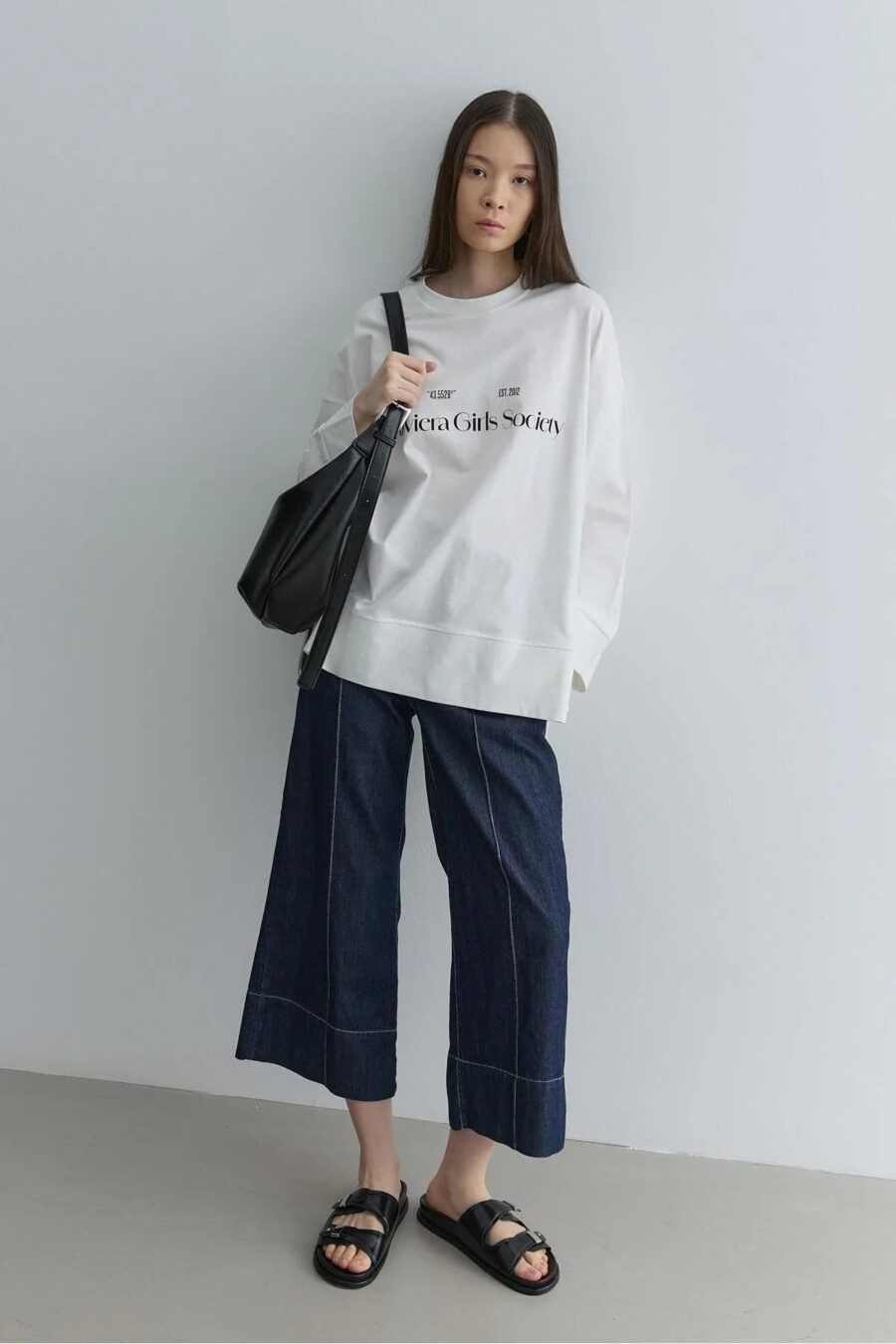 Printed thick folded sweatshirt ecru