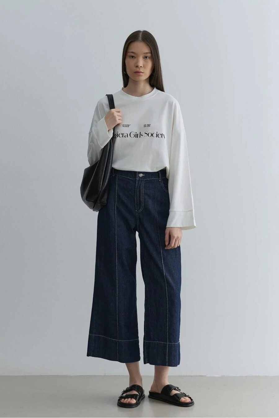 Printed thick folded sweatshirt ecru