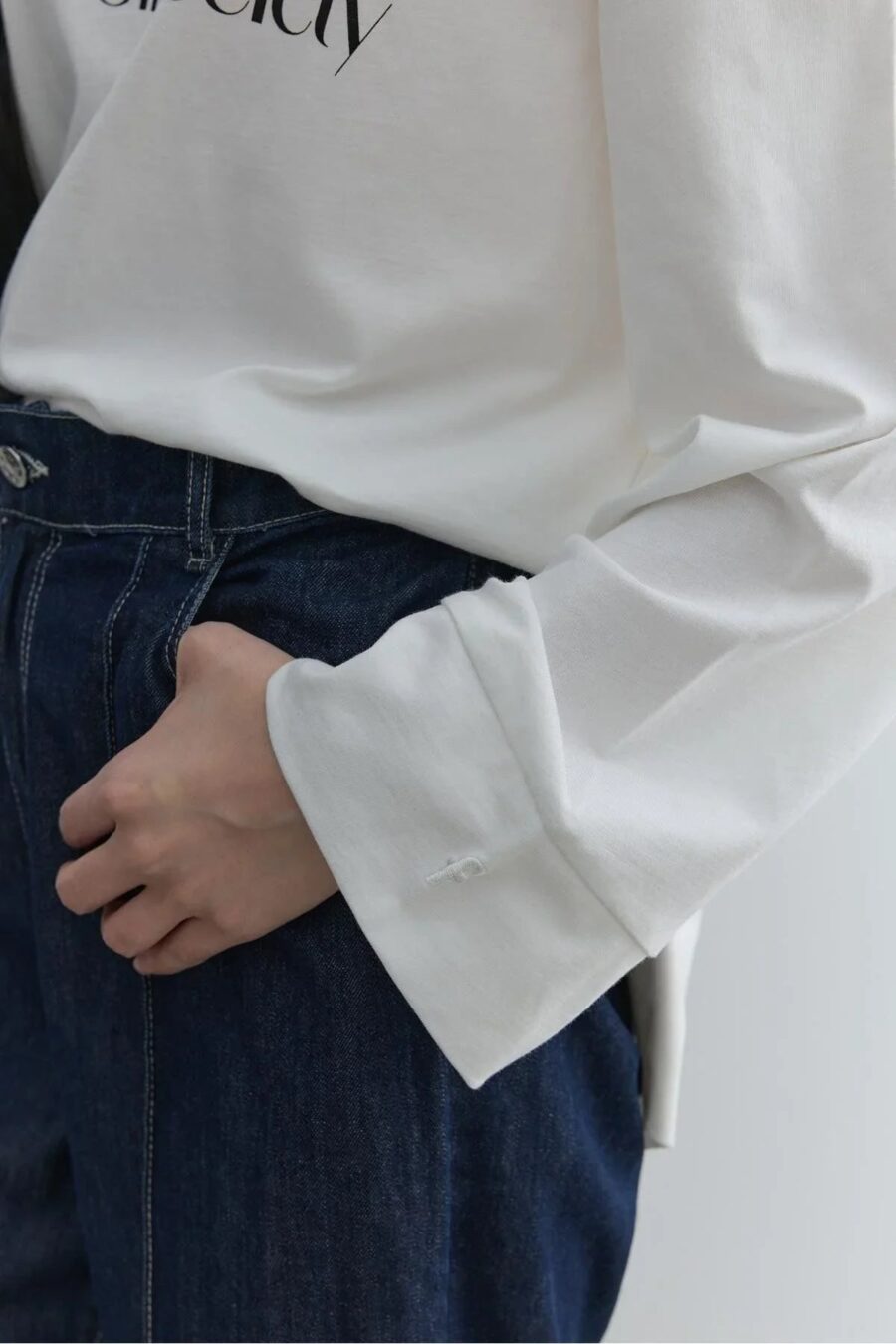 Printed thick folded sweatshirt ecru