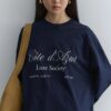 Printed thick folded sweatshirt navy