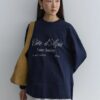 Printed thick folded sweatshirt navy