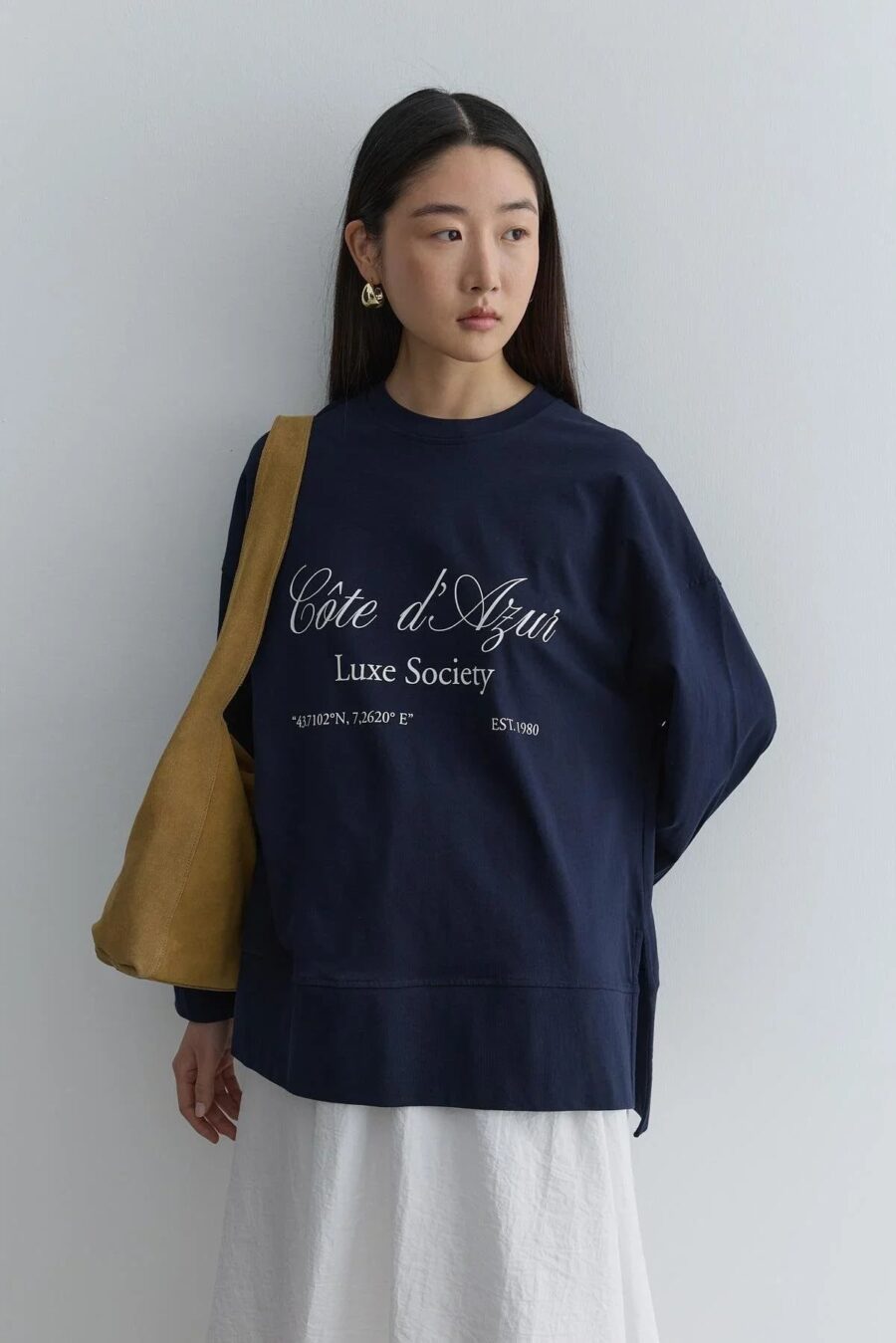 Printed thick folded sweatshirt navy