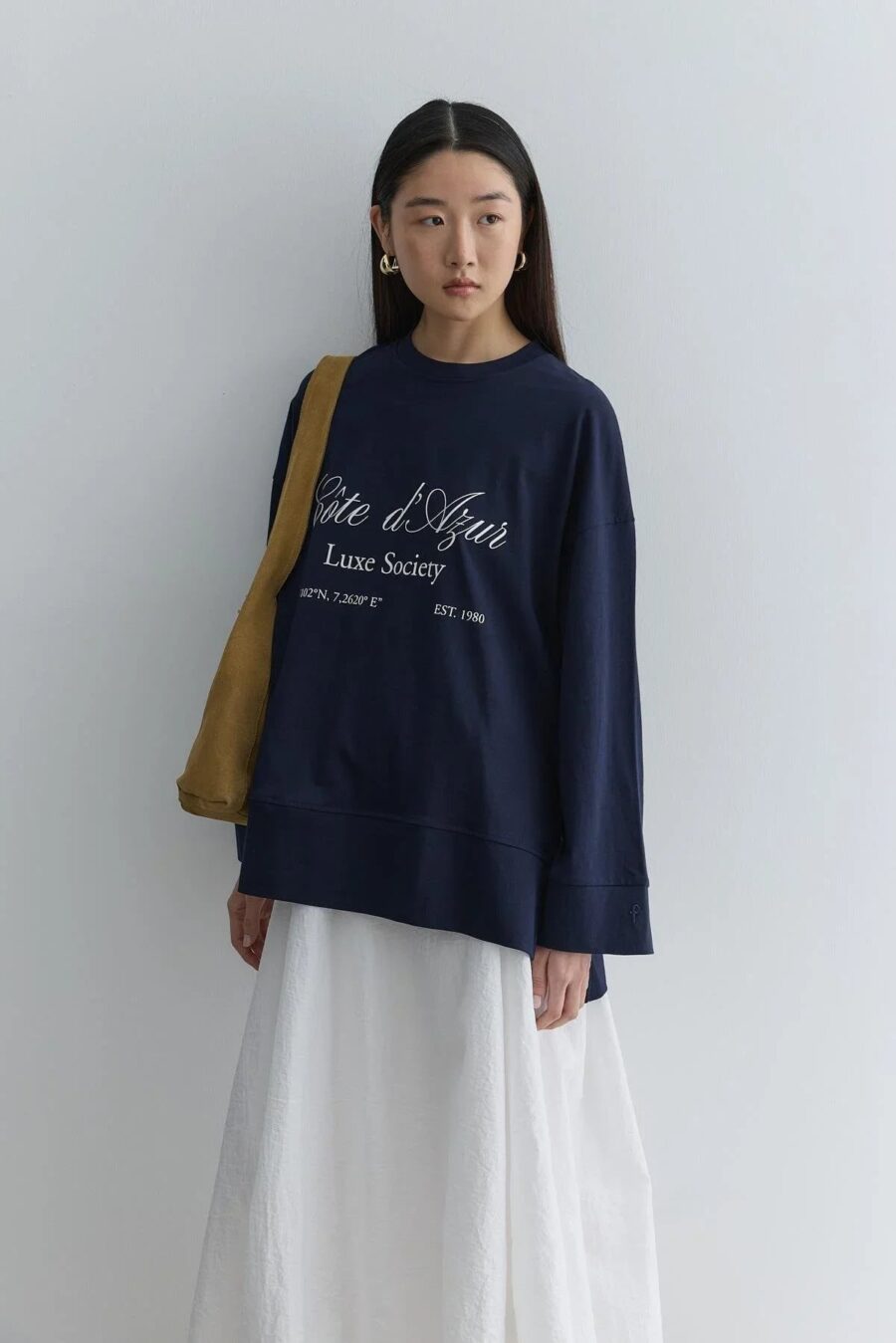 Printed thick folded sweatshirt navy