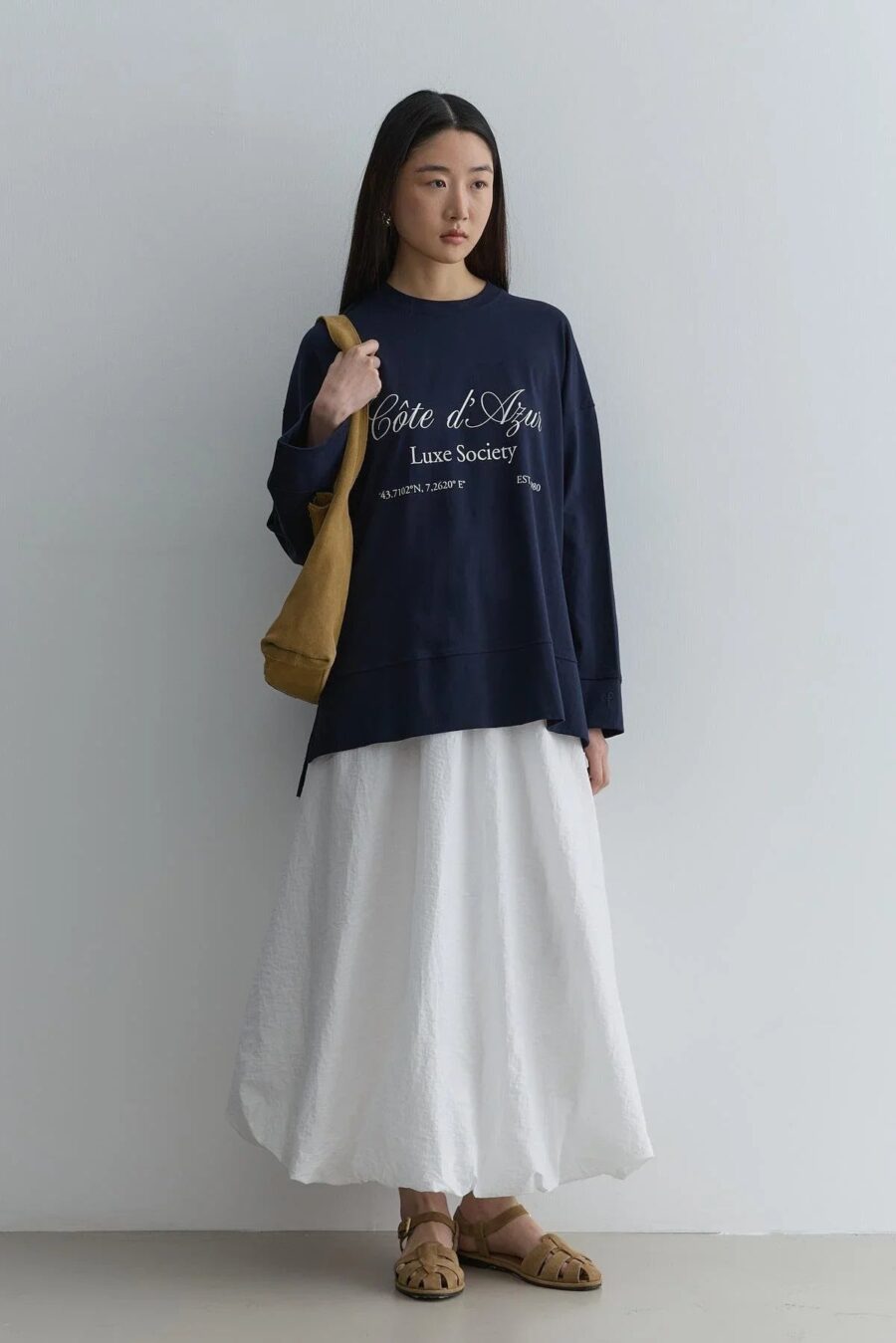 Printed thick folded sweatshirt navy