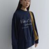 Printed thick folded sweatshirt navy