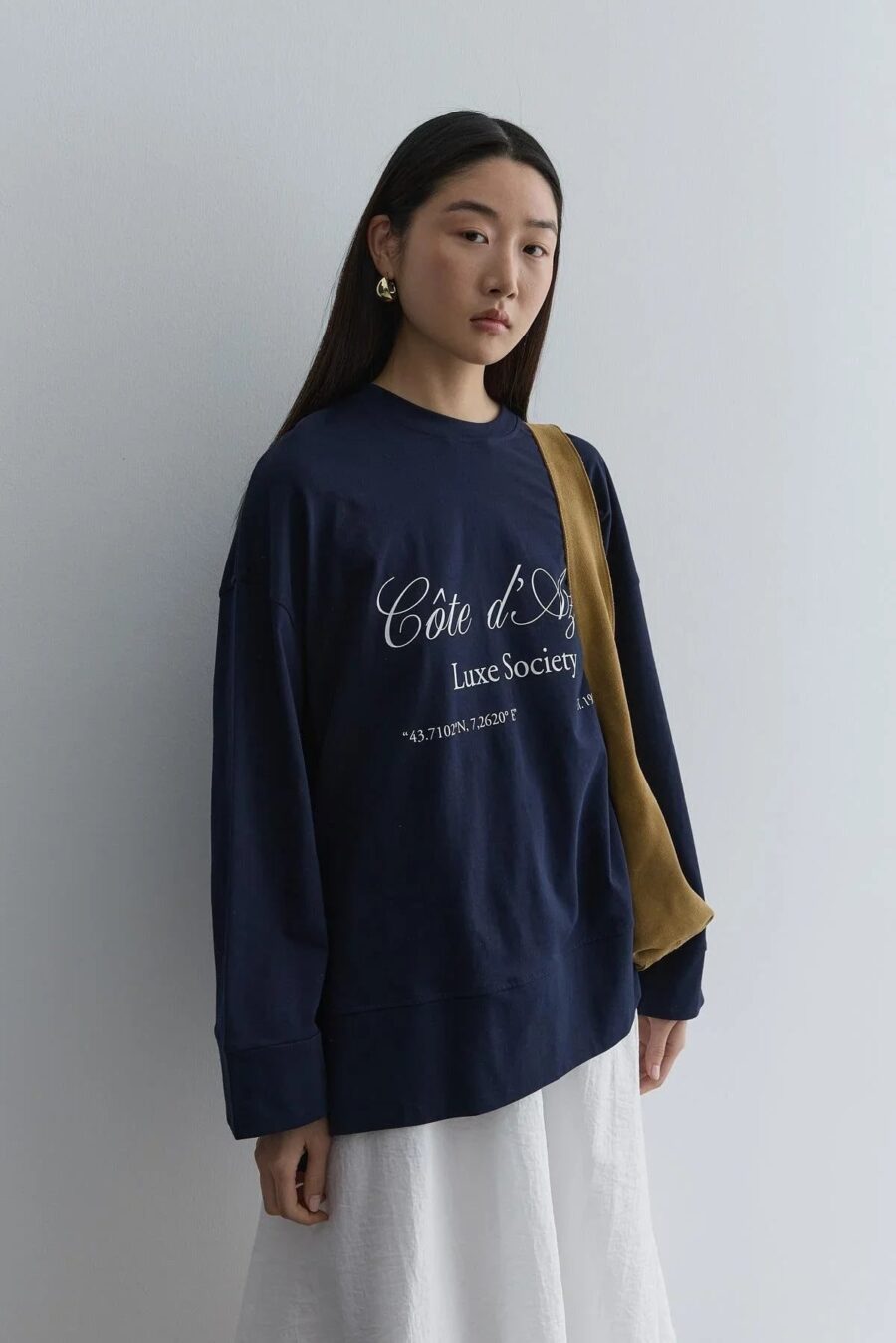 Printed thick folded sweatshirt navy