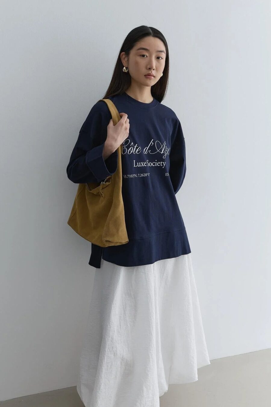 Printed thick folded sweatshirt navy