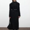 Belted long cachet coat black