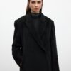Belted long cachet coat black