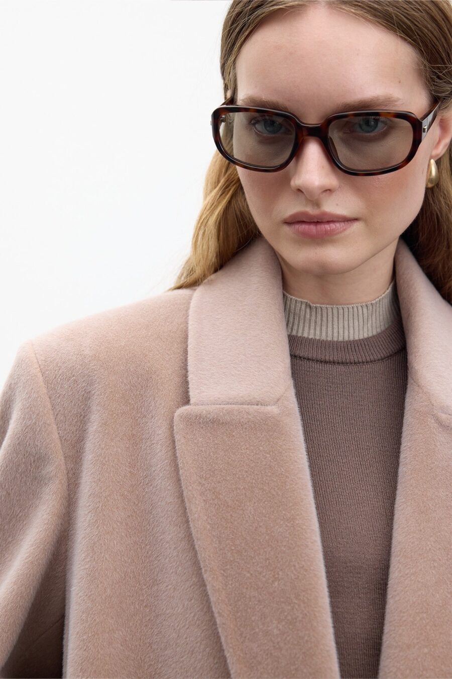 Belted long cachet coat mink