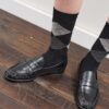 Diamond pattern socks black check