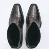 Dark brown croc square-toe elastic ankle boots
