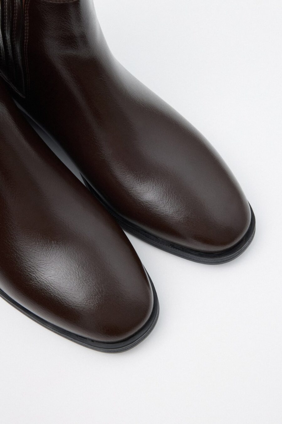 Dark brown elastic ankle boots