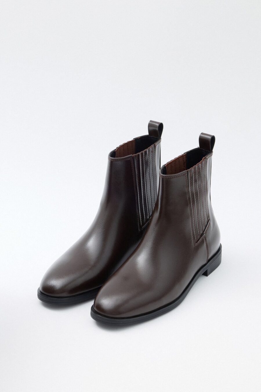 Dark brown elastic ankle boots