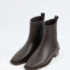 dark-brown-square-toe-elastic-boots-kanstore-4-min Dark brown square-toe elastic boots