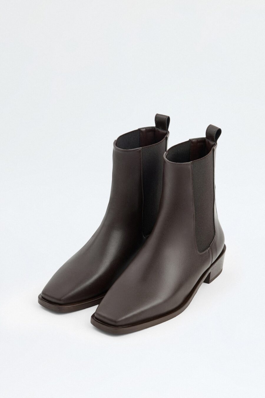 dark-brown-square-toe-elastic-boots-kanstore-4-min Dark brown square-toe elastic boots