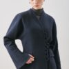 Aroa wool belt suit navy blue