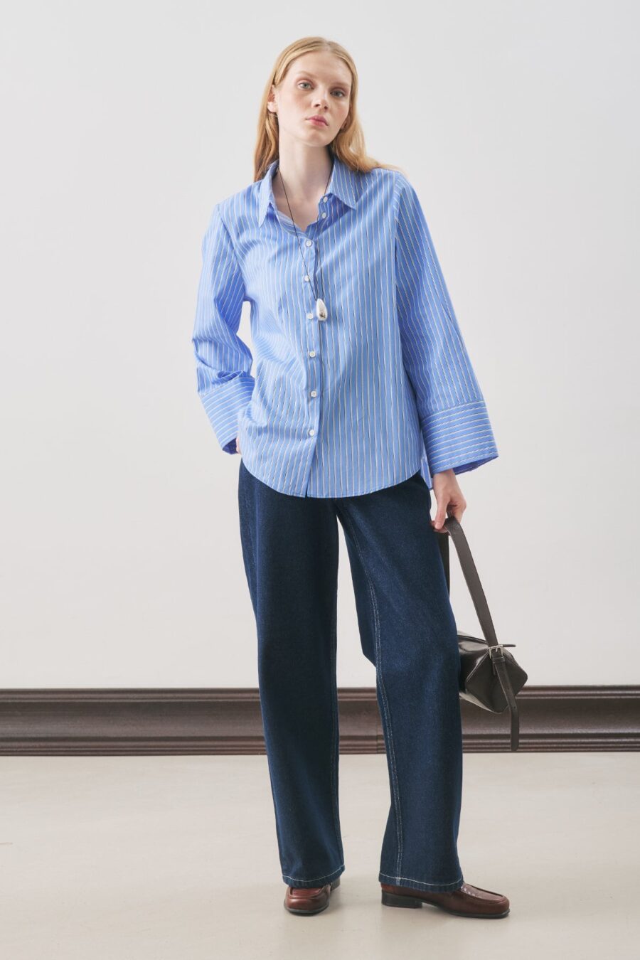 Blue stripe oversized shirt