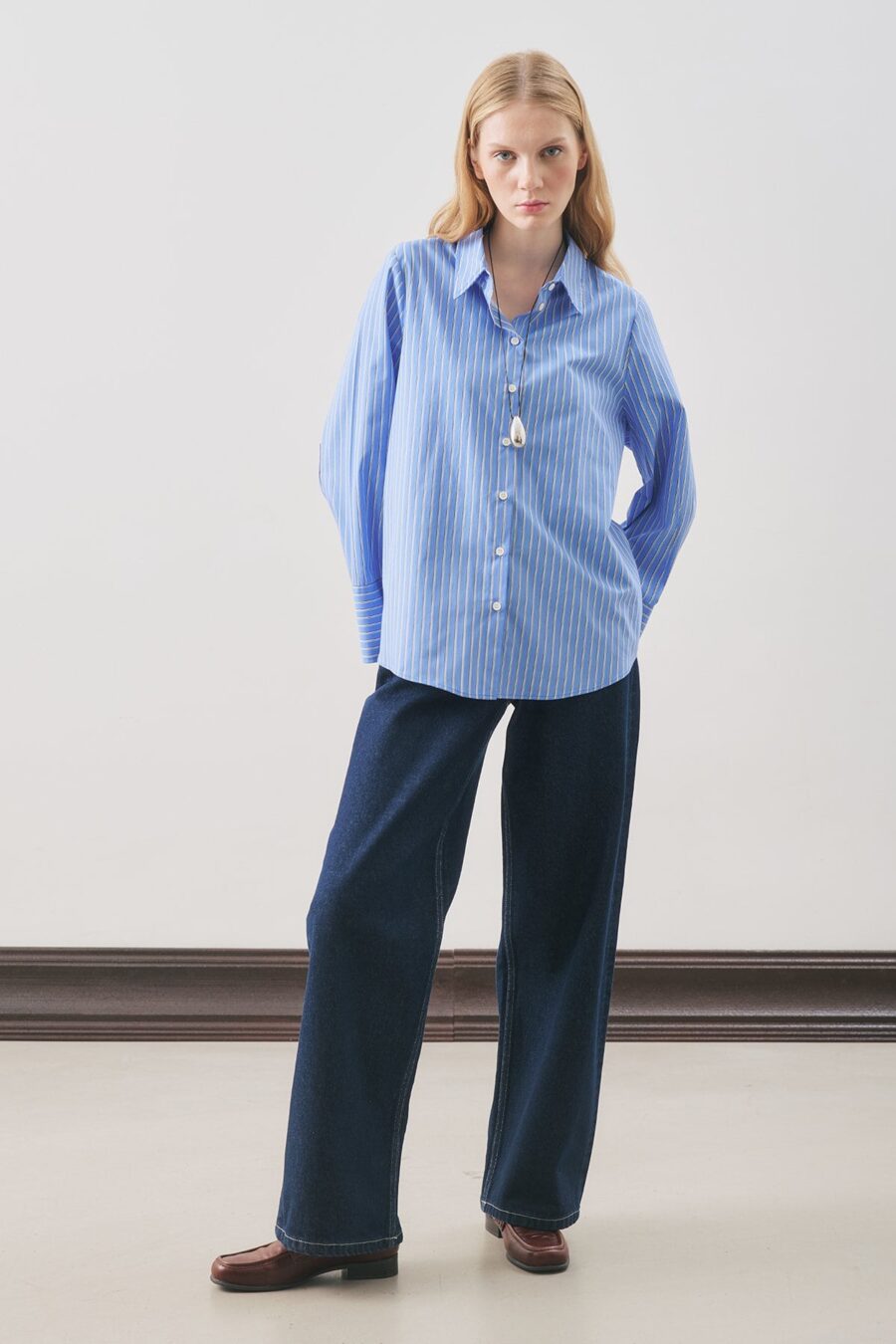 Blue stripe oversized shirt