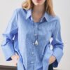 Blue stripe oversized shirt